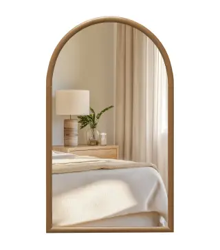 Espejo de Pared 65x110 cm con Marco de Madera en Forma de Ventana Espejo Decorativo para Salón Dormitorio Marrón Oscuro
