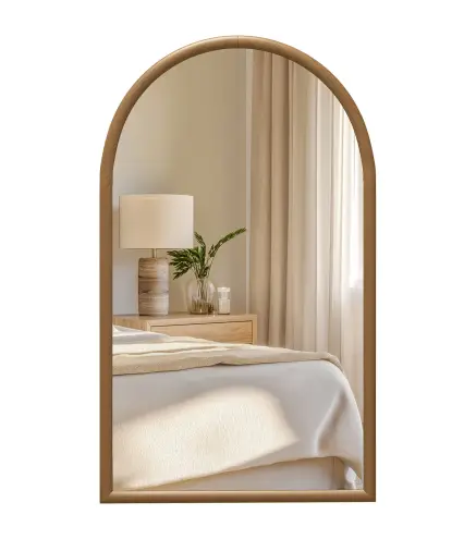 Espejo de Pared 65x110 cm con Marco de Madera en Forma de Ventana Espejo Decorativo para Salón Dormitorio Marrón Oscuro