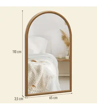 Espejo de Pared 65x110 cm con Marco de Madera en Forma de Ventana Espejo Decorativo para Salón Dormitorio Marrón Oscuro