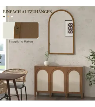 Espejo de Pared 65x110 cm con Marco de Madera en Forma de Ventana Espejo Decorativo para Salón Dormitorio Marrón Oscuro