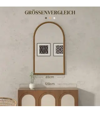 Espejo de Pared 65x110 cm con Marco de Madera en Forma de Ventana Espejo Decorativo para Salón Dormitorio Marrón Oscuro