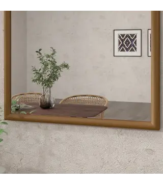Espejo de Pared 65x110 cm con Marco de Madera en Forma de Ventana Espejo Decorativo para Salón Dormitorio Marrón Oscuro