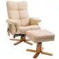 Sillón Relax Reclinable con Reposapiés 10 Puntos de Masaje Giratorio Mando a Distancia Bolsillo Lateral Crema