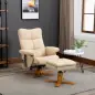 Sillón Relax Reclinable con Reposapiés 10 Puntos de Masaje Giratorio Mando a Distancia Bolsillo Lateral Crema