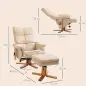 Sillón Relax Reclinable con Reposapiés 10 Puntos de Masaje Giratorio Mando a Distancia Bolsillo Lateral Crema