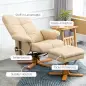 Sillón Relax Reclinable con Reposapiés 10 Puntos de Masaje Giratorio Mando a Distancia Bolsillo Lateral Crema