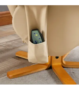 Sillón Relax Reclinable con Reposapiés 10 Puntos de Masaje Giratorio Mando a Distancia Bolsillo Lateral Crema