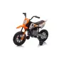 Moto Eléctrica para Niños 12V 2 Motores Suspensión Trasera Ruedas de Apoyo Desmontables Música Niños 3-6 Años Naranja