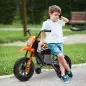Moto Eléctrica para Niños 12V 2 Motores Suspensión Trasera Ruedas de Apoyo Desmontables Música Niños 3-6 Años Naranja