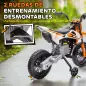 Moto Eléctrica para Niños 12V 2 Motores Suspensión Trasera Ruedas de Apoyo Desmontables Música Niños 3-6 Años Naranja