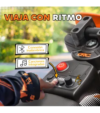 Moto Eléctrica para Niños 12V 2 Motores Suspensión Trasera Ruedas de Apoyo Desmontables Música Niños 3-6 Años Naranja