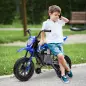 Moto Eléctrica para Niños 12V con 2 Motores Suspensión Trasera Ruedas de Apoyo Desmontables Música Niños 3-6 Años Azul