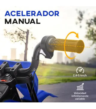 Moto Eléctrica para Niños 12V con 2 Motores Suspensión Trasera Ruedas de Apoyo Desmontables Música Niños 3-6 Años Azul