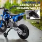 Moto Eléctrica para Niños 12V con 2 Motores Suspensión Trasera Ruedas de Apoyo Desmontables Música Niños 3-6 Años Azul