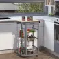 Carrito Auxiliar con Ruedas Carrito de Cocina con 3 Cestas Metálicas Cajón 2 Especieros 47x37x83 cm Gris