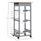 Carrito Auxiliar con Ruedas Carrito de Cocina con 3 Cestas Metálicas Cajón 2 Especieros 47x37x83 cm Gris