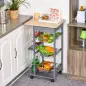 Carrito Auxiliar con Ruedas Carrito de Cocina con 3 Cestas Metálicas Cajón 2 Especieros 47x37x83 cm Gris