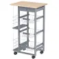 Carrito Auxiliar con Ruedas Carrito de Cocina con 3 Cestas Metálicas Cajón 2 Especieros 47x37x83 cm Gris