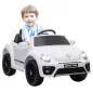 Coche eléctrico para niños VW Coccinelle, 3-5 km/h, con control remoto y música, Blanco