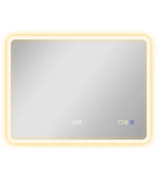 Espejo de Baño con Luz LED 80x60 cm con Bluetooth 3 Colores de Luz Función Antivaho Función de Memoria IP44