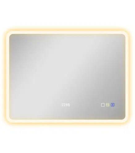 Espejo de Baño con Luz LED 80x60 cm con Bluetooth 3 Colores de Luz Función Antivaho Función de Memoria IP44