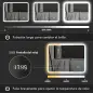 Espejo de Baño con Luz LED 80x60 cm con Bluetooth 3 Colores de Luz Función Antivaho Función de Memoria IP44