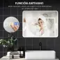 Espejo de Baño con Luz LED 80x60 cm con Bluetooth 3 Colores de Luz Función Antivaho Función de Memoria IP44