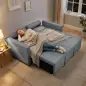 Sofá Cama 2 Plazas 3 en 1 Deslizantede Tejido Lino con Respaldo Ajustable Bolsillos 2 Cojines para Sala de Estar Gris Sofá Cama 2 Plazas 3 en 1 Deslizantede Tejido Lino con Respaldo Ajustable Bolsillos 2 Cojines para Sala de Estar Gris