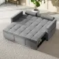Sofá Cama 2 Plazas 3 en 1 Deslizantede Tejido Lino con Respaldo Ajustable Bolsillos 2 Cojines para Sala de Estar Gris Sofá Cama 2 Plazas 3 en 1 Deslizantede Tejido Lino con Respaldo Ajustable Bolsillos 2 Cojines para Sala de Estar Gris