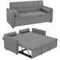 Sofá Cama 2 Plazas 3 en 1 Deslizantede Tejido Lino con Respaldo Ajustable Bolsillos 2 Cojines para Sala de Estar Gris Sofá Cama 2 Plazas 3 en 1 Deslizantede Tejido Lino con Respaldo Ajustable Bolsillos 2 Cojines para Sala de Estar Gris