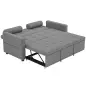 Sofá Cama 2 Plazas 3 en 1 Deslizantede Tejido Lino con Respaldo Ajustable Bolsillos 2 Cojines para Sala de Estar Gris Sofá Cama 2 Plazas 3 en 1 Deslizantede Tejido Lino con Respaldo Ajustable Bolsillos 2 Cojines para Sala de Estar Gris
