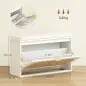 Banco Zapatero Boho con Asiento Acolchado Puerta de Ratán Cajón Abatible Estante Ajustable 8 Pares 80x26x47,5 cm Blanco Banco Zapatero Boho con Asiento Acolchado Puerta de Ratán Cajón Abatible Estante Ajustable 8 Pares 80x26x47,5 cm Blanco