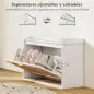 Banco Zapatero Boho con Asiento Acolchado Puerta de Ratán Cajón Abatible Estante Ajustable 8 Pares 80x26x47,5 cm Blanco Banco Zapatero Boho con Asiento Acolchado Puerta de Ratán Cajón Abatible Estante Ajustable 8 Pares 80x26x47,5 cm Blanco