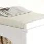 Banco Zapatero Boho con Asiento Acolchado Puerta de Ratán Cajón Abatible Estante Ajustable 8 Pares 80x26x47,5 cm Blanco Banco Zapatero Boho con Asiento Acolchado Puerta de Ratán Cajón Abatible Estante Ajustable 8 Pares 80x26x47,5 cm Blanco