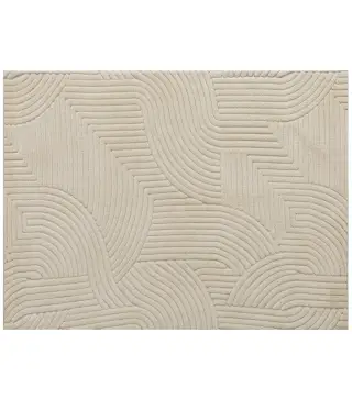 Alfombra Salón 230x160 cm Pelo Corto Estilo Moderno Base Antideslizante Tejida a Máquina Crema
