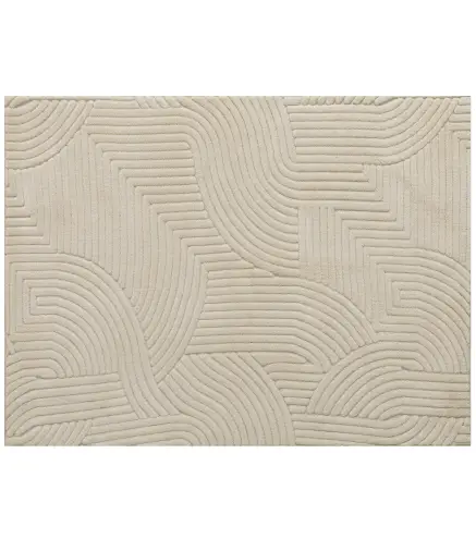 Alfombra Salón 230x160 cm Pelo Corto Estilo Moderno Base Antideslizante Tejida a Máquina Crema