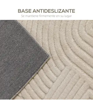 Alfombra Salón 230x160 cm Pelo Corto Estilo Moderno Base Antideslizante Tejida a Máquina Crema