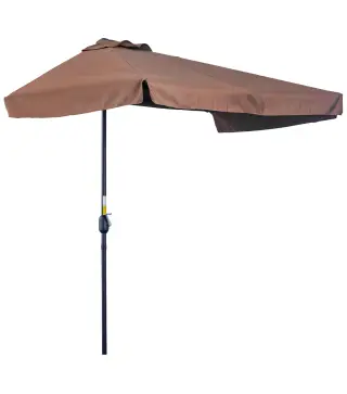 Demi parasol - parasol de balcón 5 varillas de metal 2,3x1,3x2,49 m poliéster alta densidad chocolate
