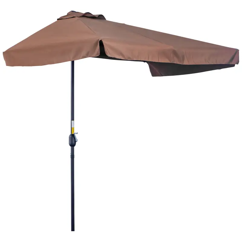Demi parasol - parasol de balcón 5 varillas de metal 2,3x1,3x2,49 m poliéster alta densidad chocolate