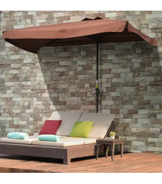 Demi parasol - parasol de balcón 5 varillas de metal 2,3x1,3x2,49 m poliéster alta densidad chocolate
