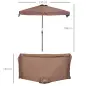 Demi parasol - parasol de balcón 5 varillas de metal 2,3x1,3x2,49 m poliéster alta densidad chocolate