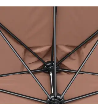 Demi parasol - parasol de balcón 5 varillas de metal 2,3x1,3x2,49 m poliéster alta densidad chocolate