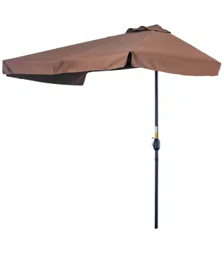 Demi parasol - parasol de balcón 5 varillas de metal 2,3x1,3x2,49 m poliéster alta densidad chocolate