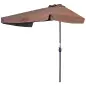 Demi parasol - parasol de balcón 5 varillas de metal 2,3x1,3x2,49 m poliéster alta densidad chocolate