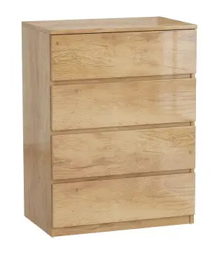 Cómoda 4 Cajones para Dormitorio Moderna Diseño sin Tiradores para Comedor Entrada 60x40x80 cm Madera Natural