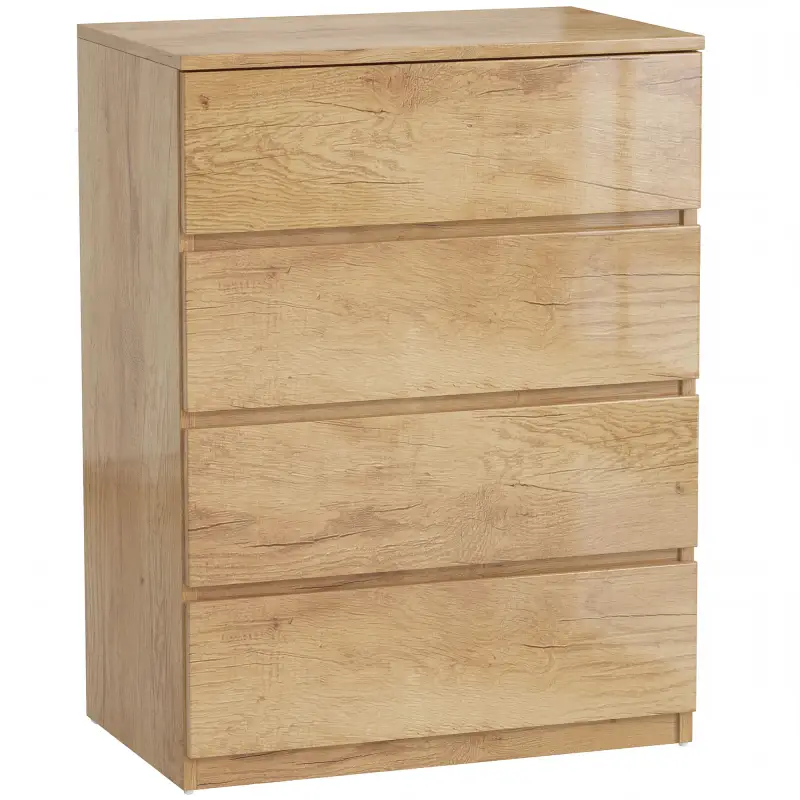 Cómoda 4 Cajones para Dormitorio Moderna Diseño sin Tiradores para Comedor Entrada 60x40x80 cm Madera Natural Cómoda 4 Cajones para Dormitorio Moderna Diseño sin Tiradores para Comedor Entrada 60x40x80 cm Madera Natural