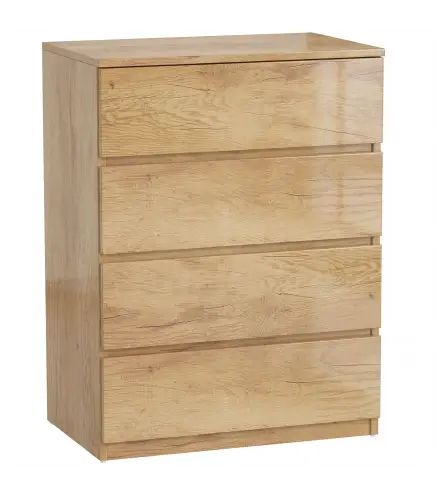Cómoda 4 Cajones para Dormitorio Moderna Diseño sin Tiradores para Comedor Entrada 60x40x80 cm Madera Natural
