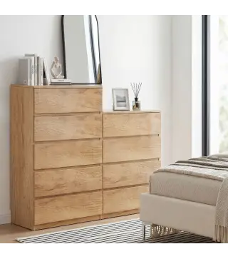 Cómoda 4 Cajones para Dormitorio Moderna Diseño sin Tiradores para Comedor Entrada 60x40x80 cm Madera Natural