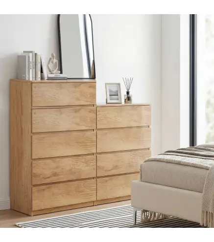 Cómoda 4 Cajones para Dormitorio Moderna Diseño sin Tiradores para Comedor Entrada 60x40x80 cm Madera Natural