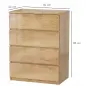 Cómoda 4 Cajones para Dormitorio Moderna Diseño sin Tiradores para Comedor Entrada 60x40x80 cm Madera Natural Cómoda 4 Cajones para Dormitorio Moderna Diseño sin Tiradores para Comedor Entrada 60x40x80 cm Madera Natural